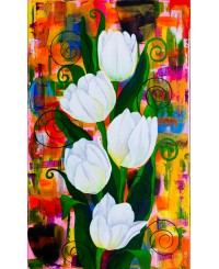 Tablou pictura lalele "White Tulips Forever"